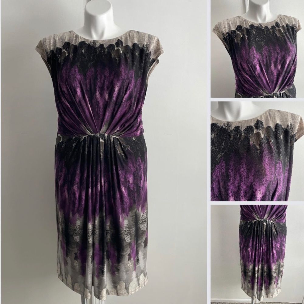 Purple Abstract Dress, Size 20W, Suzy Chin for Maggy Boutique.